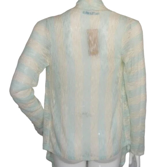new FRANCESCA BUTTONS Sweater, M, Mint/Off-white, waterfall Open Front, LS - Picture 5 of 12